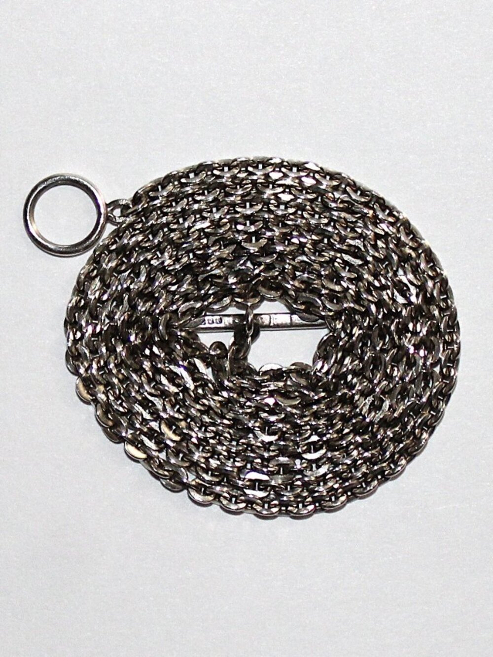 Sterling Silver Oval Link Necklace Toggle Clasp 23 Inches